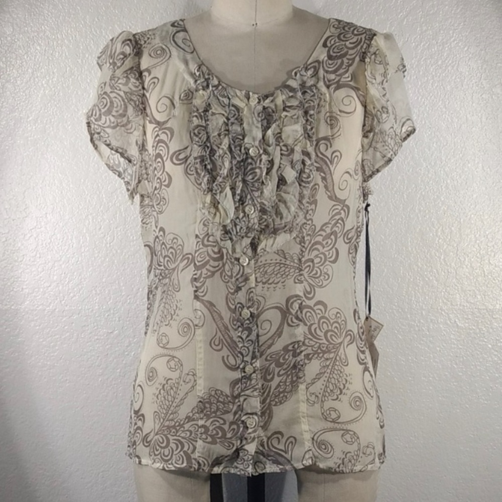 4 Love & Liberty by Johnny Was Donatella Ruffle Button Up M NWT